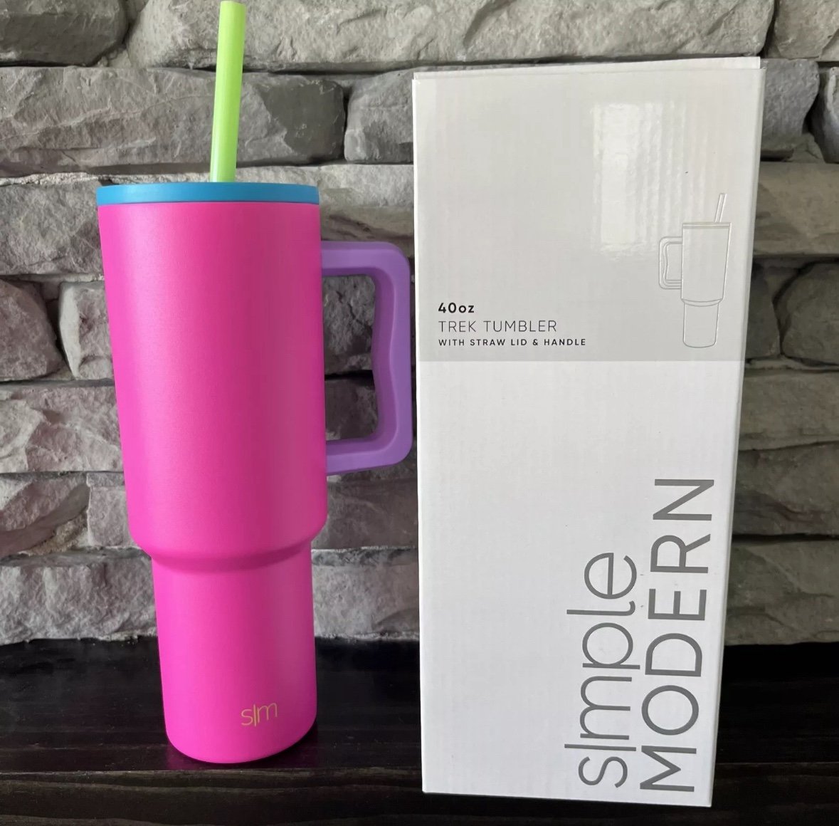 NEW Simple Modern ~ 80s MIX Pink Purple Green Blue ~ Trek Tumbler Cup 40 oz