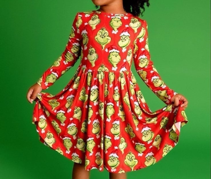 PoshPeanut Grinch Faces twirl dress