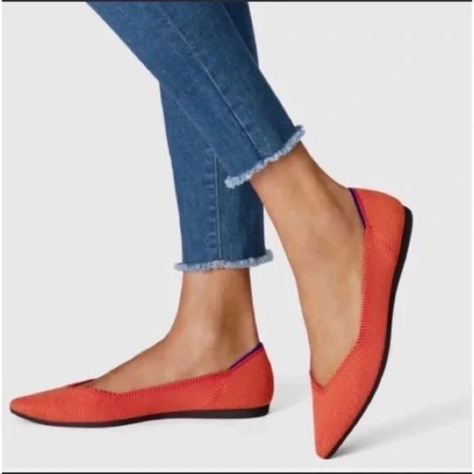ROTHY’S The Point II Orange Pointed Toe Slip On Flat Size 8