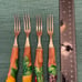 Vintage Enamel Fruit Design Stainless Steel Cocktail Forks Japan - 4