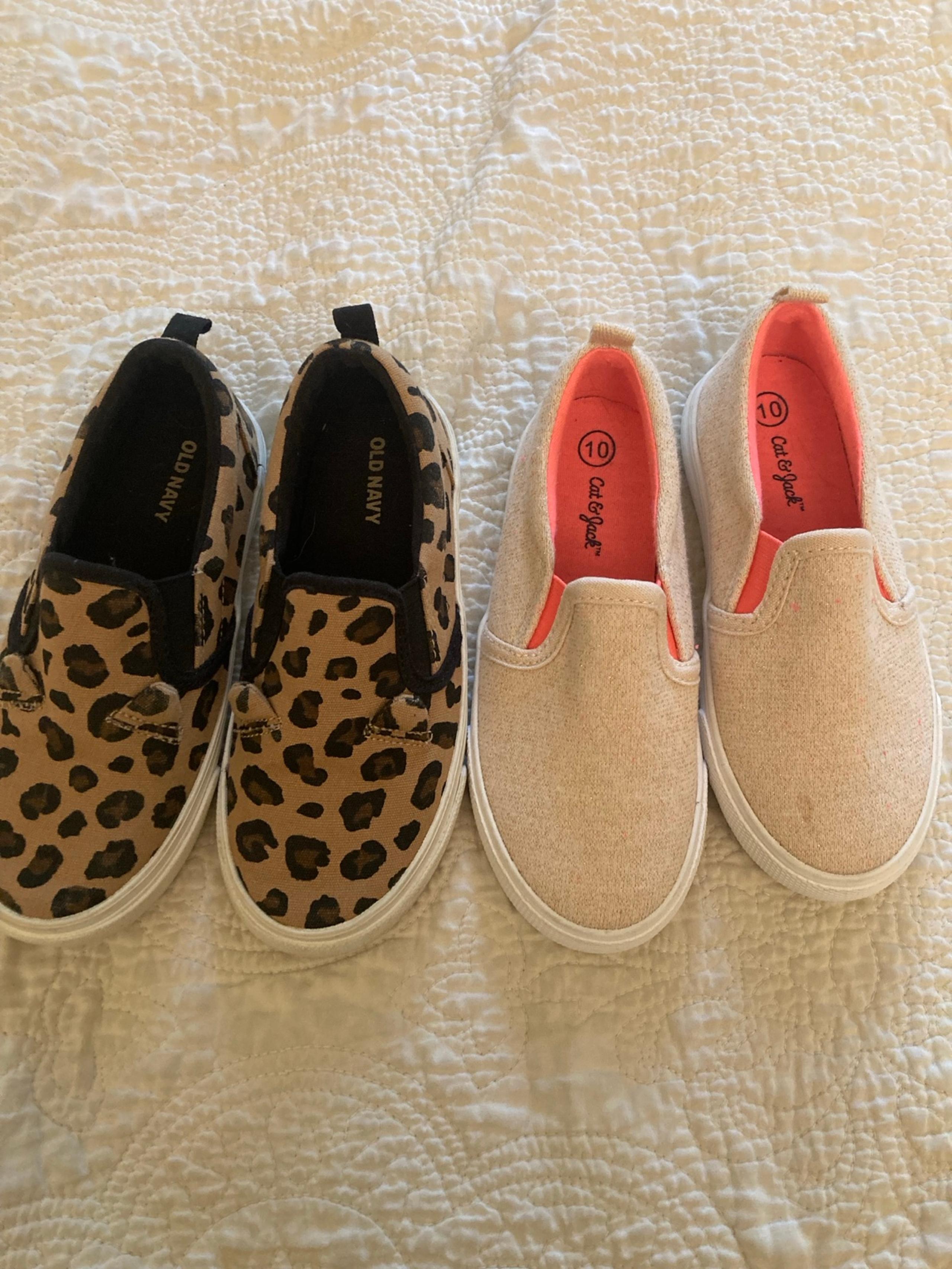 Girl Toddler Cat. And Jack and old Navy Slip on  Canvas shoes