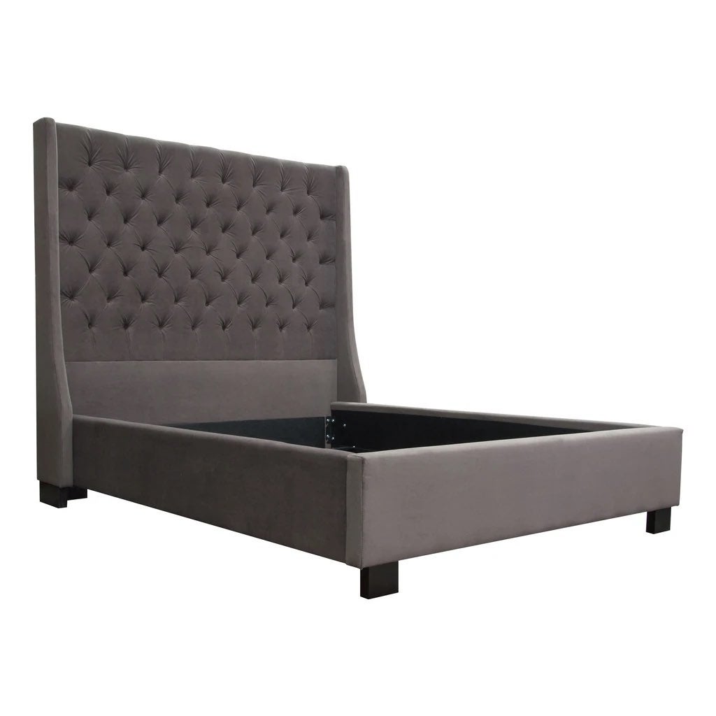 Velvet diamond tufted queen bed frame