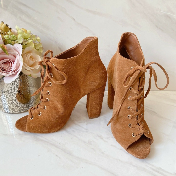 Schutz Lace Up Peep Toe Sandal Bootie