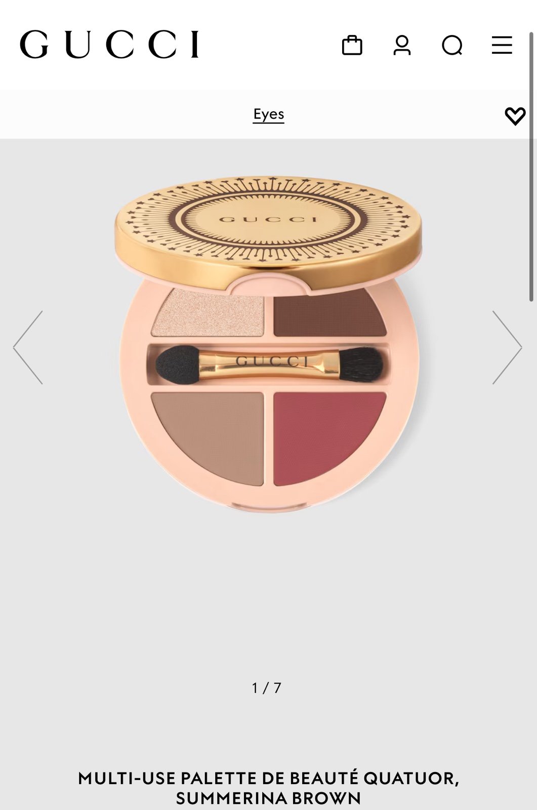 Gucci multi-purpose quad beauty palette in Summerina Brown BNIB MSRP 70
