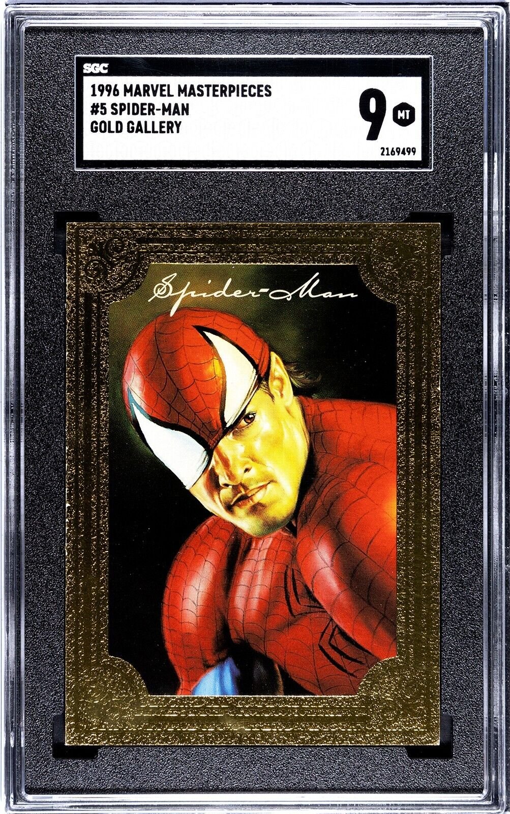 1996 Marvel Masterpieces SPIDER-MAN GOLD GALLERY INSERT CARD #5 SGC 9 MINT