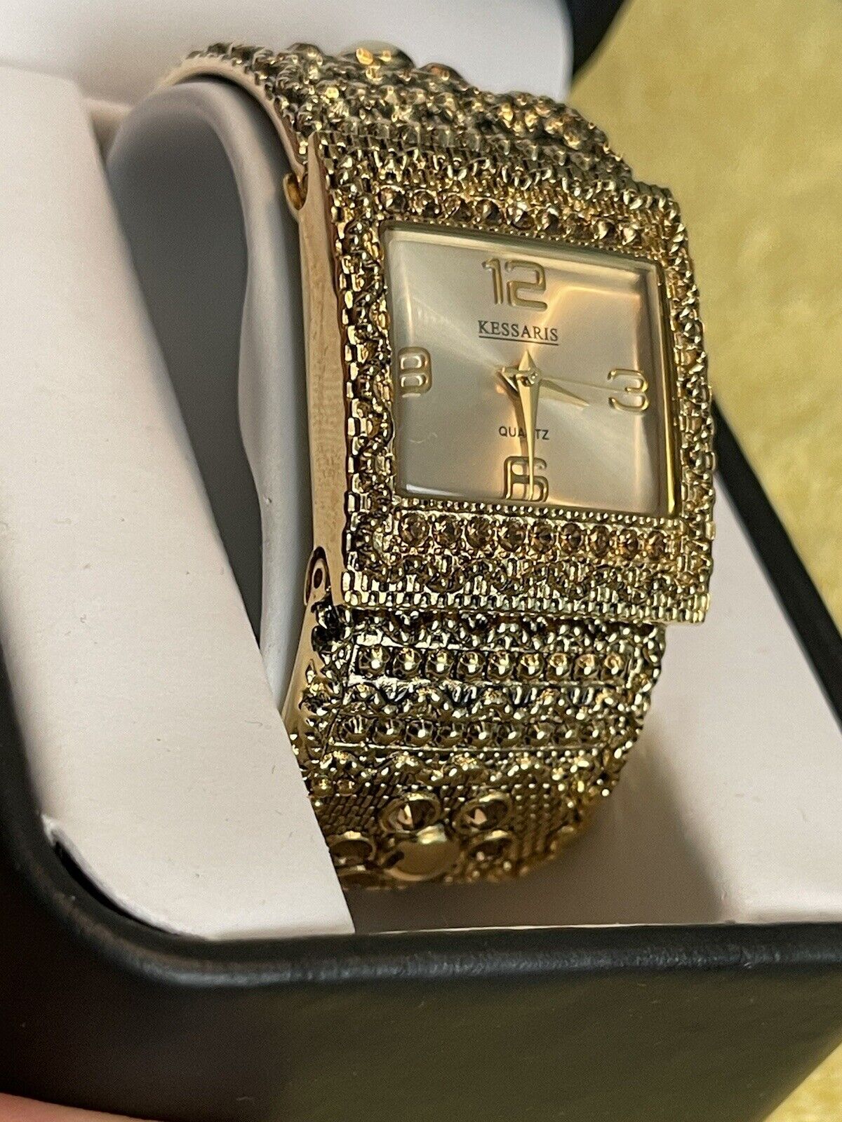 Kessaris Sparkling Crystal Rhinestones Gold Ladies Watch (needs Battery)