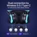 YOWU RGB Cat Ear Headphone 3G Wireless 5.0 Foldable Gaming Headset - Black