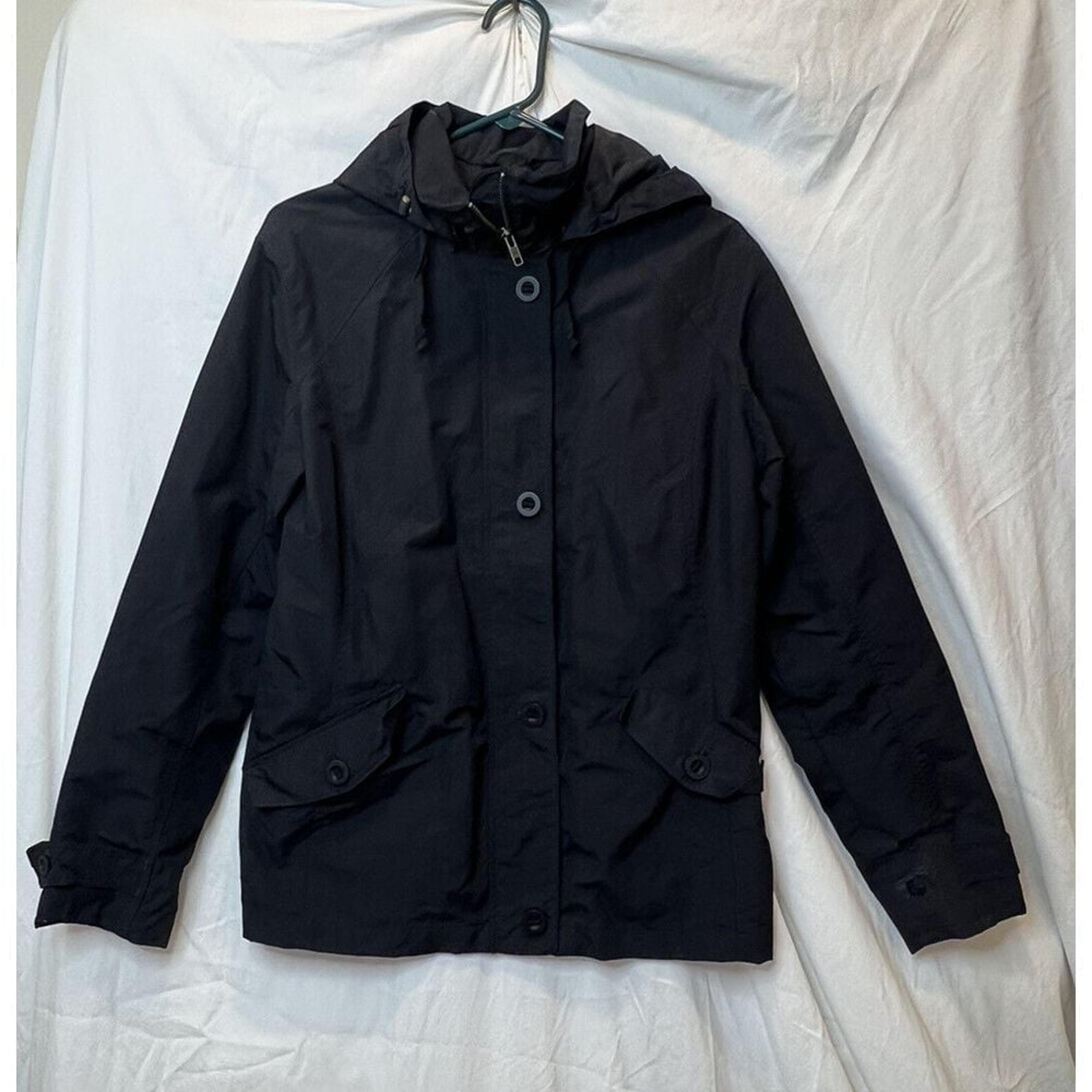 Lands End Women's Medium 10-12 Black Hooded Windbreaker See Pics