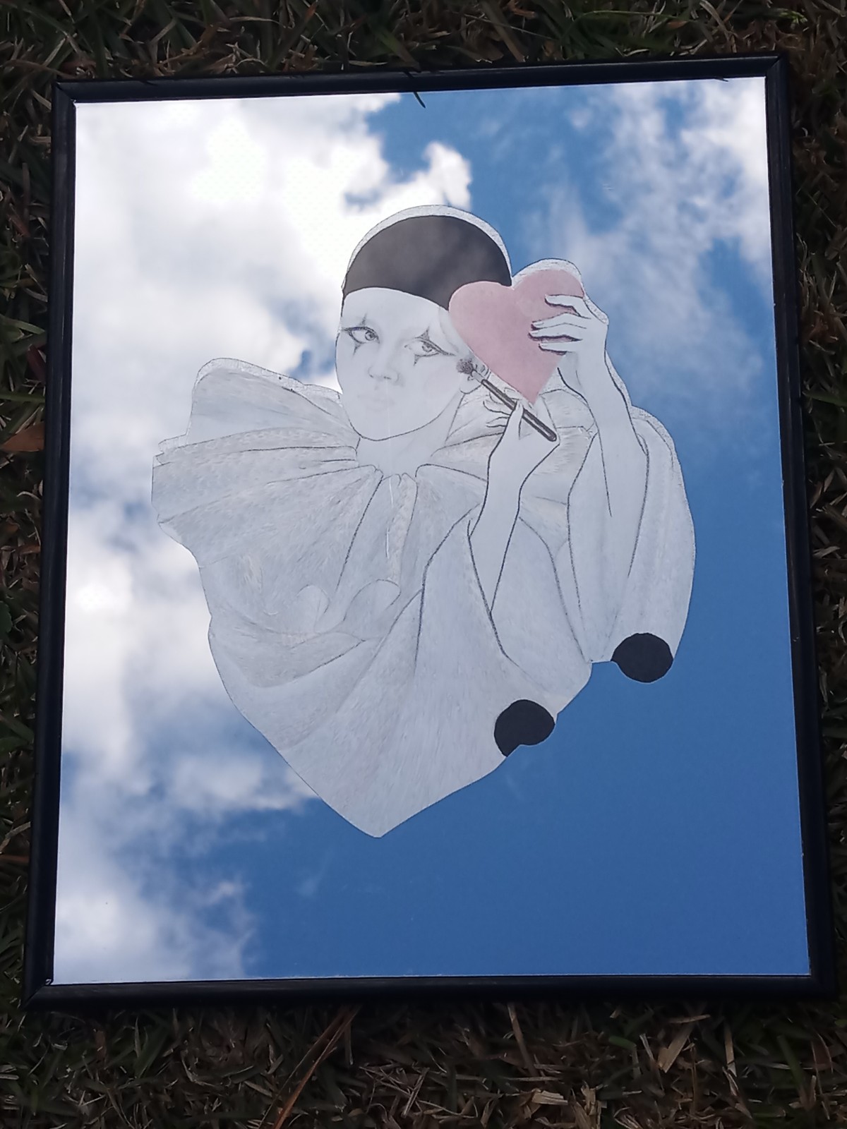 Vintage Pierrot Mime Dufex Printed Mirror Art
