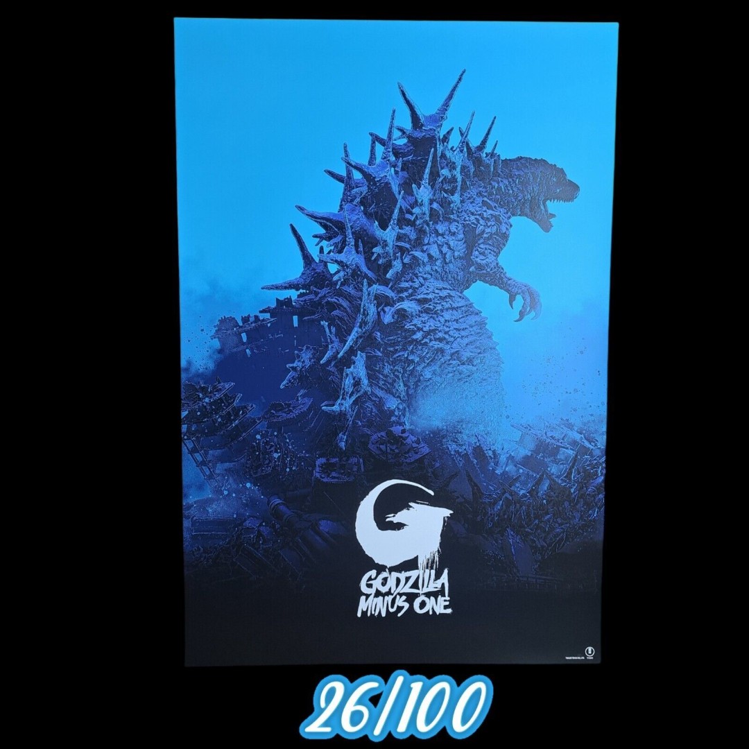 Pascal Blanche Godzilla Minus One Blue Variant 24 x 36 Screen Print LE 26/100