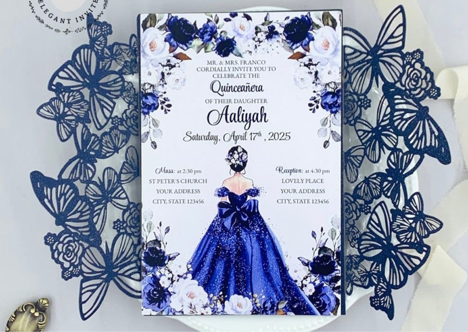 Invitation cutout butterfly sleeves. Brand new 160 sleeves lazercut.