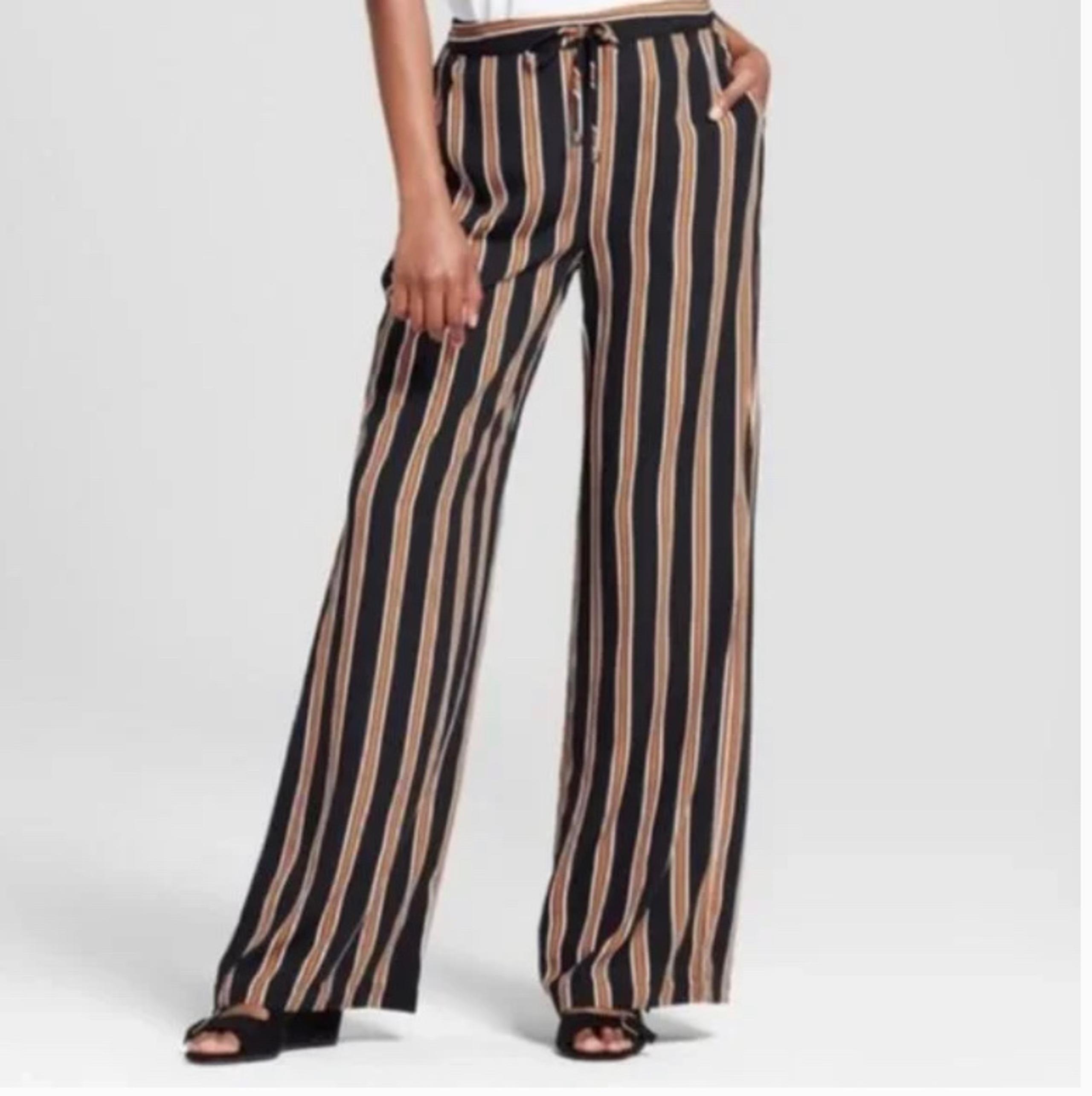 Wide leg hippie boho striped pants Small