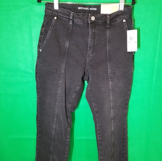 Michael Kors Selma Cropped Flare High Rise Black Denim Jeans Size 8P NWT