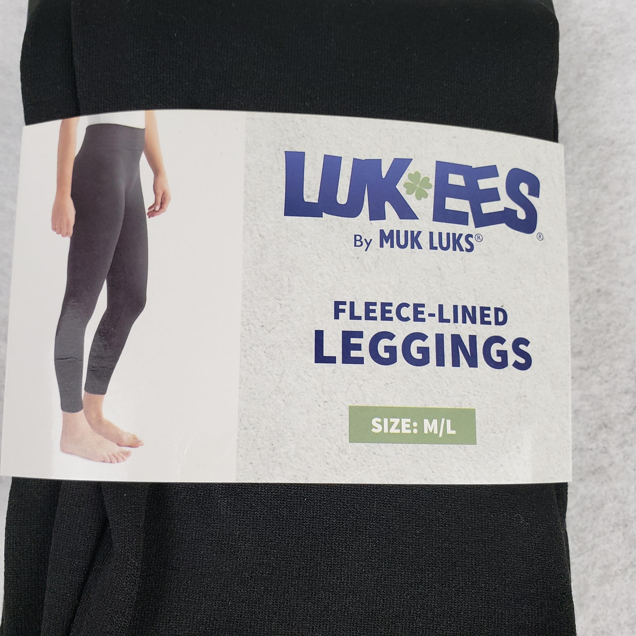 Muk Luks Women's Size M/L Fleece Lined Leggings Solid Black Neutral Basic Comfy