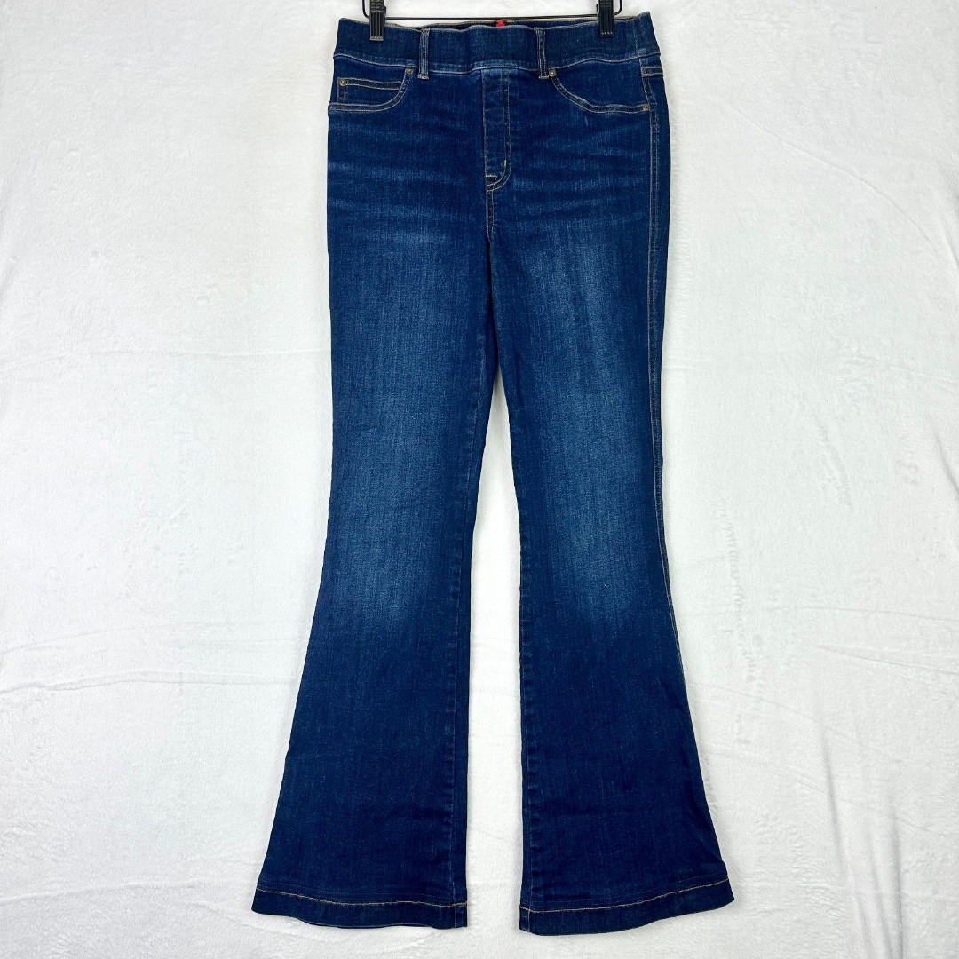 Spanx Flare Jeans Size Medium Midnight Shade Pull On High Rise Shaping Slimming