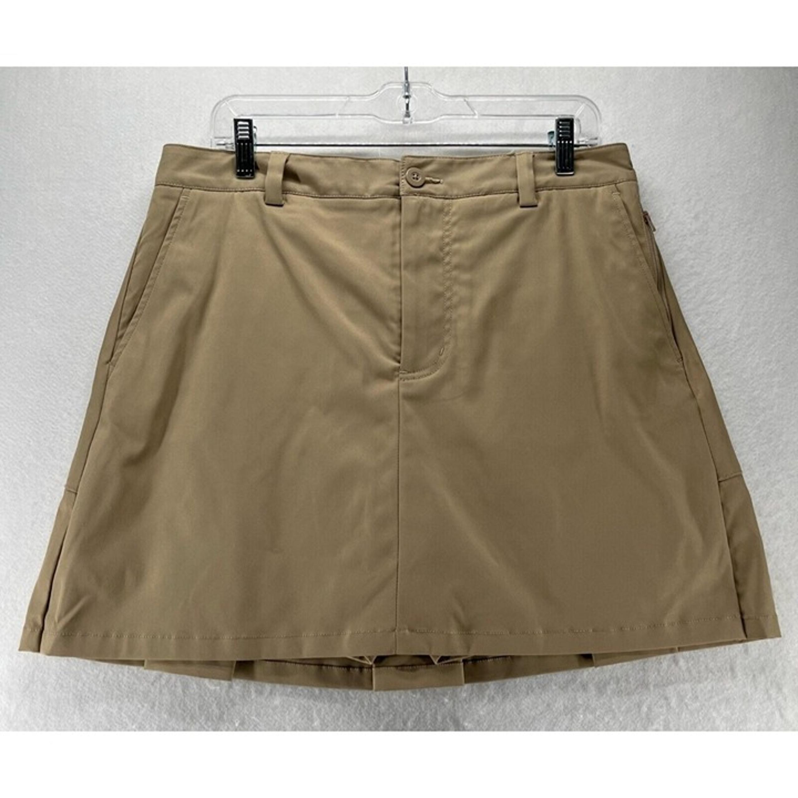 Lands' End Skort Size 12 A-Line Mini Back Pleated Built-In Shorts Stretch Brown