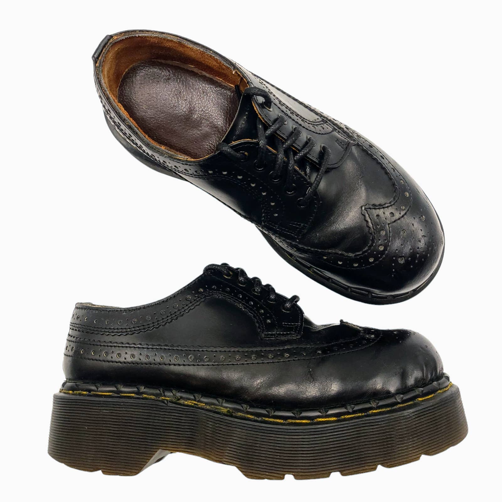 Vintage 90's Dr. Martens Steel Toe Brogue Wingtip Envy Sole Platform Black