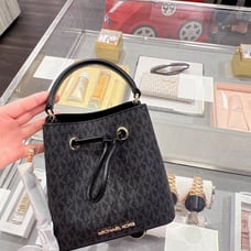 MK Suri SM Bucket Bag Crossbody Black Logo Gold