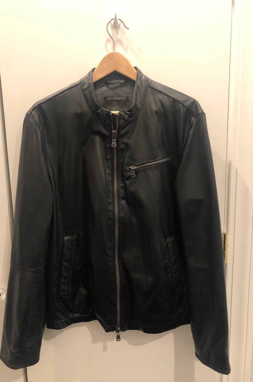 john varvatos leather motorcycle jacket-