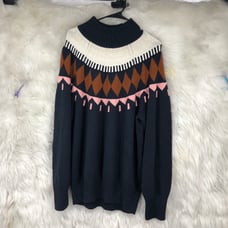 Vintage Chunky Oversized Aztec Southwestern Sweater, Mock Neck Plus SZ XXL