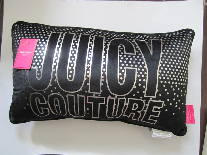 Juicy Couture Silver Polka Dots Black Pillow Cushion Home