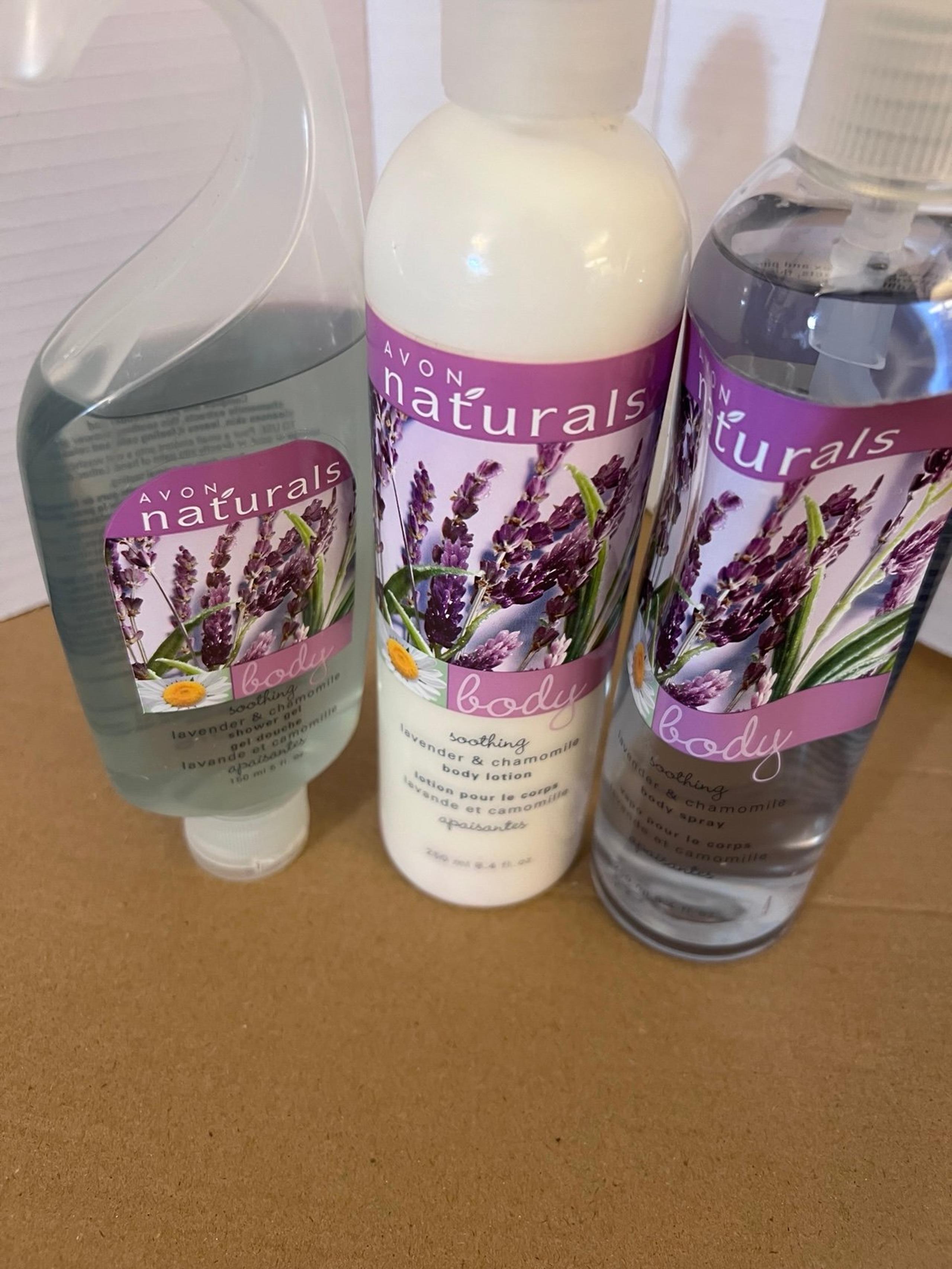 Avon Naturals Lavender & Chamomile Shower Gel Body Lotion & Fragrance Spray 3pcs