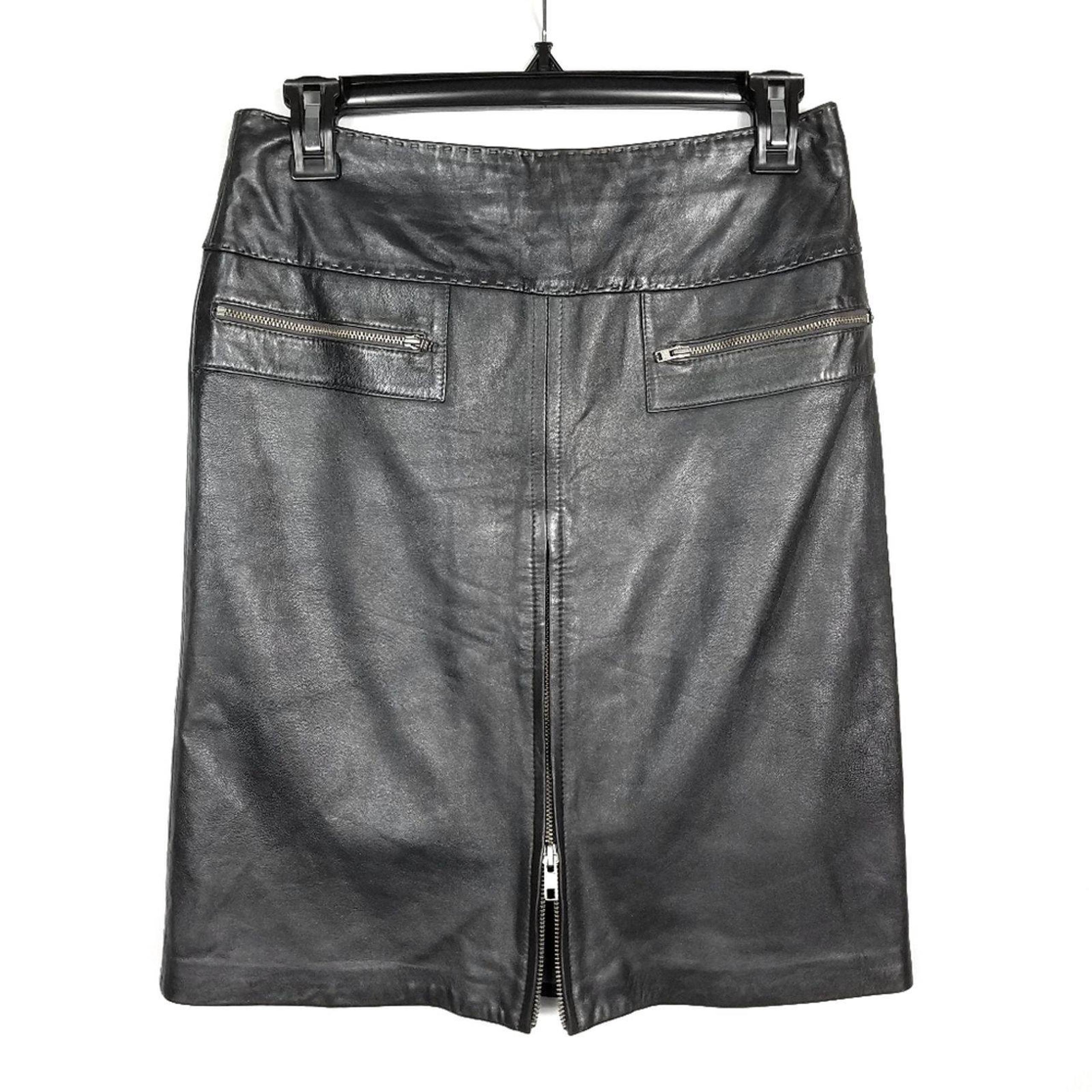 Cache Leather Zip Front Pencil Skirt