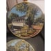 Vintage Set Of 2 Ecstasy Giftware Circle Fabric Hangings Covered Bridge & Church