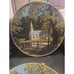 Vintage Set Of 2 Ecstasy Giftware Circle Fabric Hangings Covered Bridge & Church