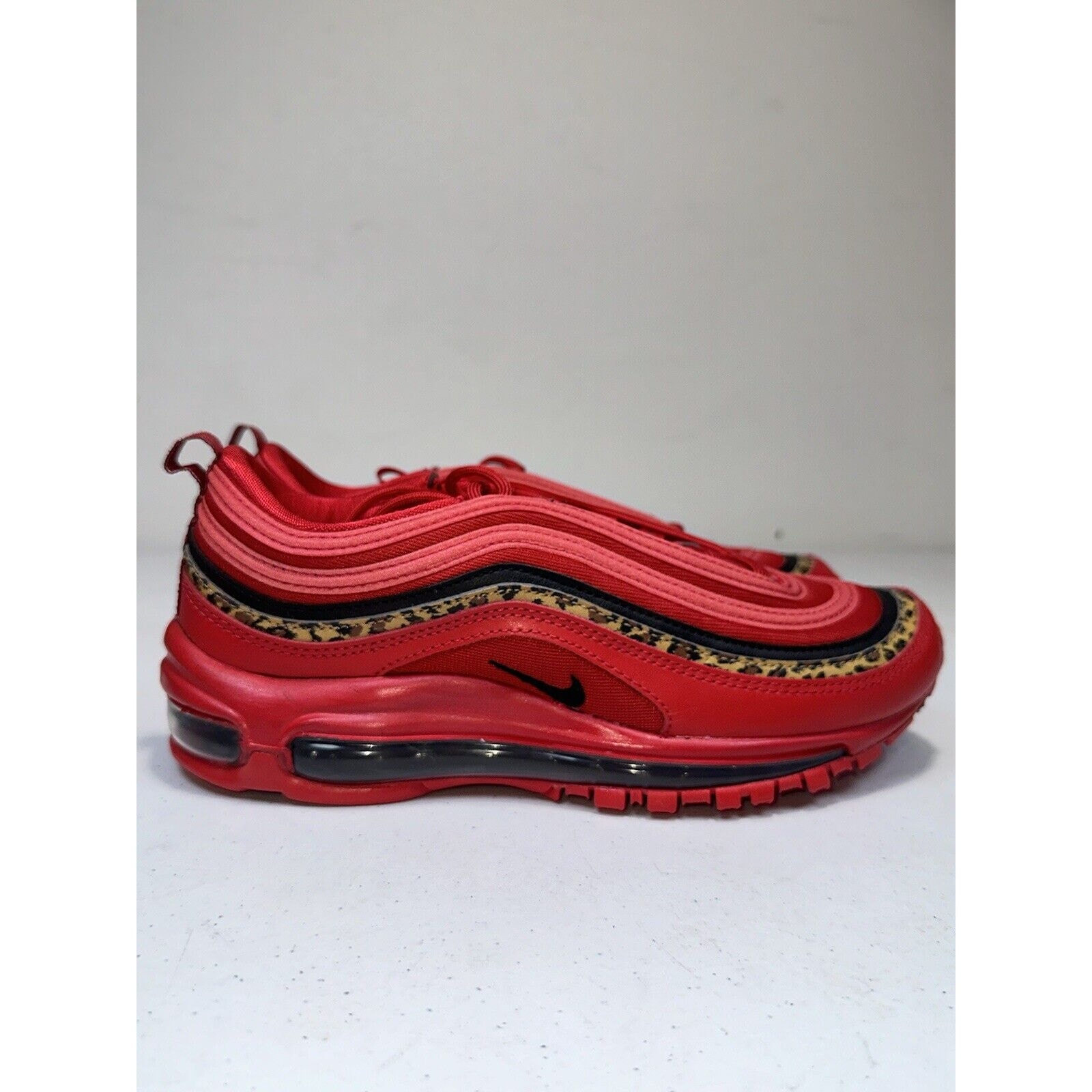 Nike Air Max 97 Women's Size 8.5 Red Leopard Athletic Sneakers BV6113-600