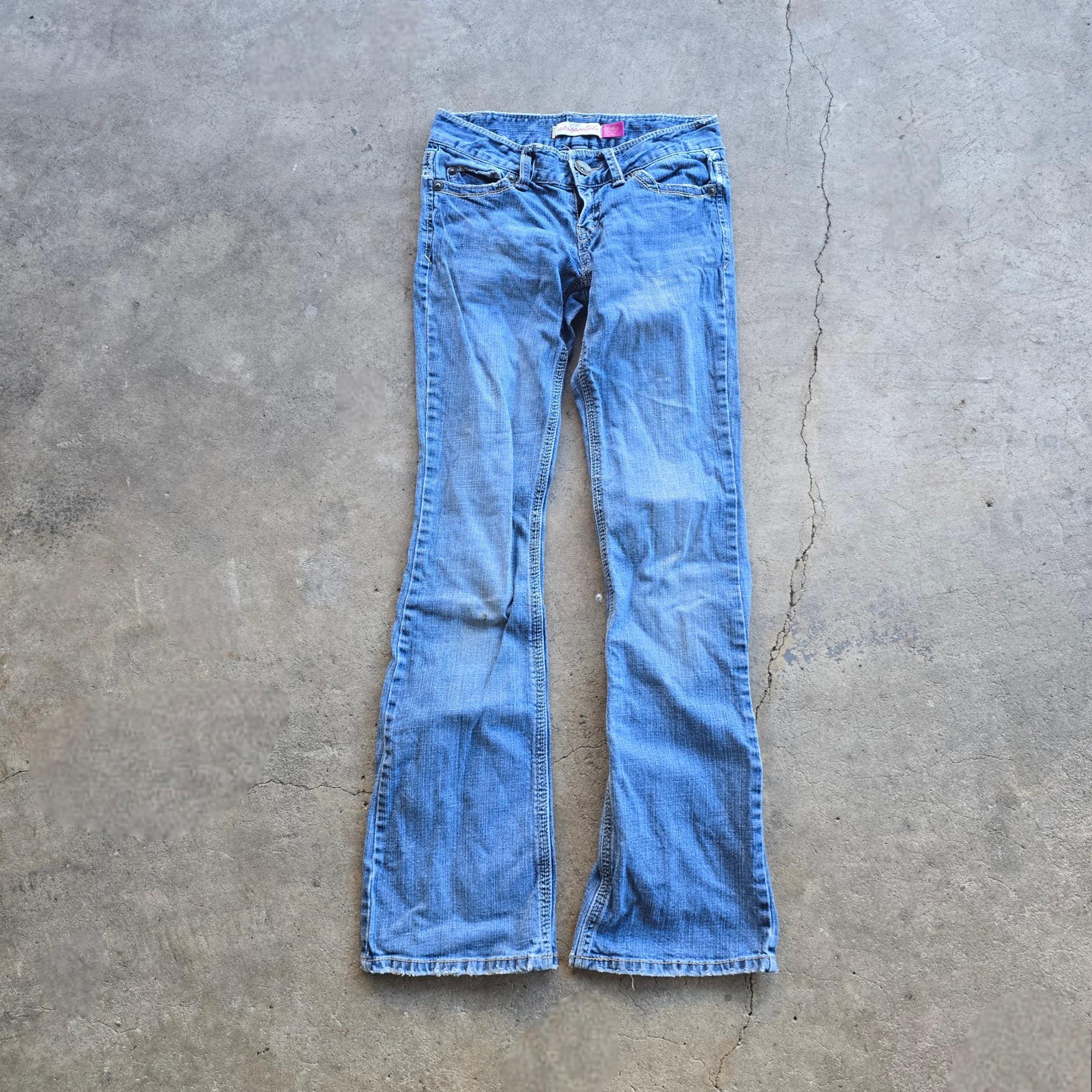Vtg y2k aeropostale bling rhinestone gem low rise Flare jeans 1/2