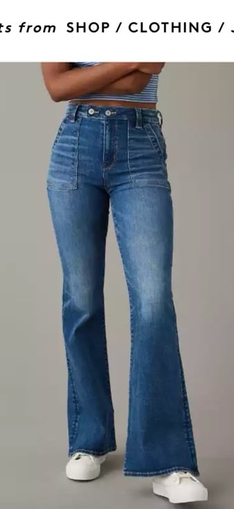 AMERICAN EAGLE Curvy Super High Rise Flare Jeans size 14 regular