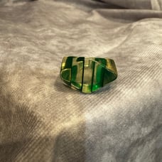 Vintage Green Stripe Lucite Ring 5.5