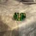 Vintage Green Stripe Lucite Ring 5.5
