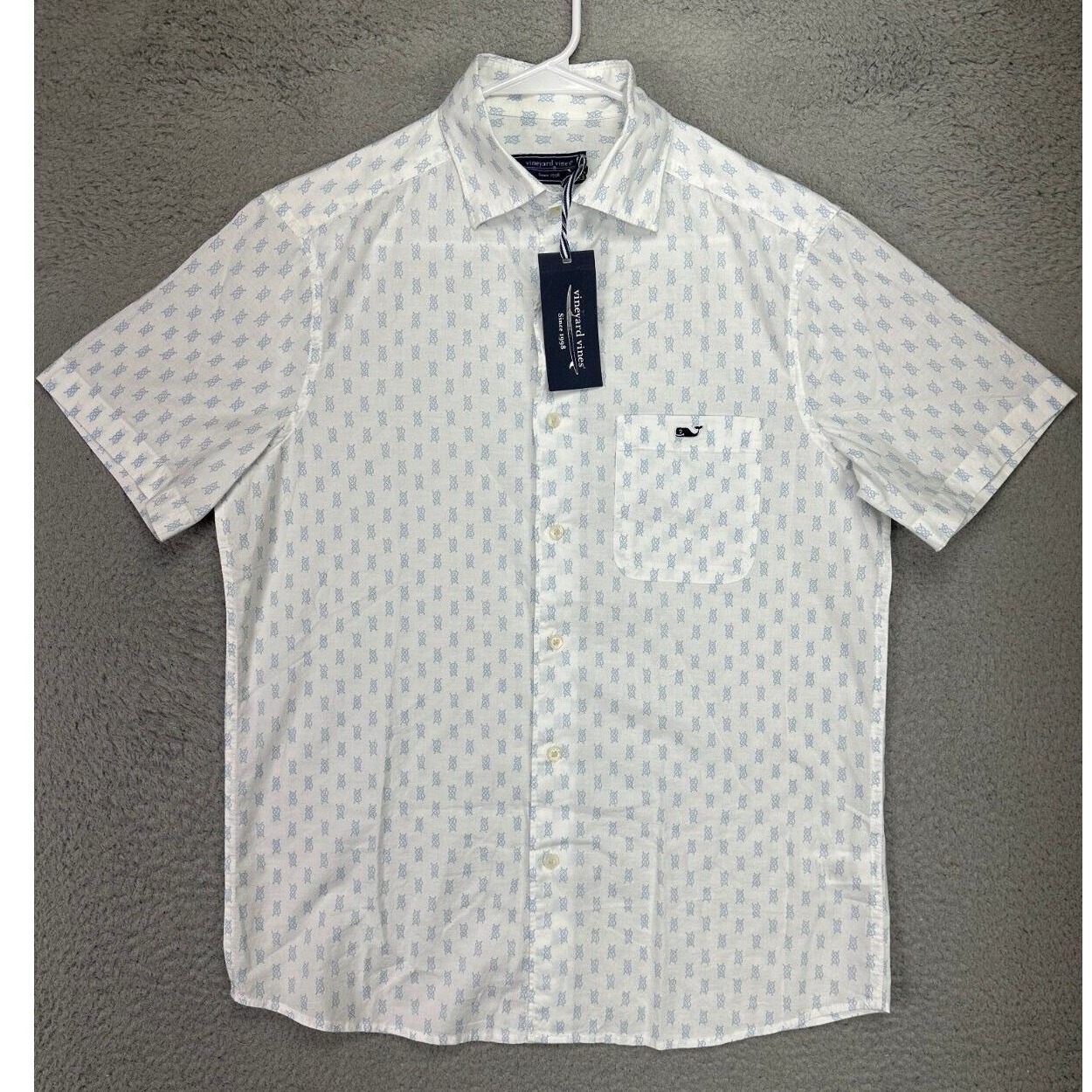 Vineyard Vines Shirt Mens Small White Sailing Knots Short Sleeve Button Up NEW