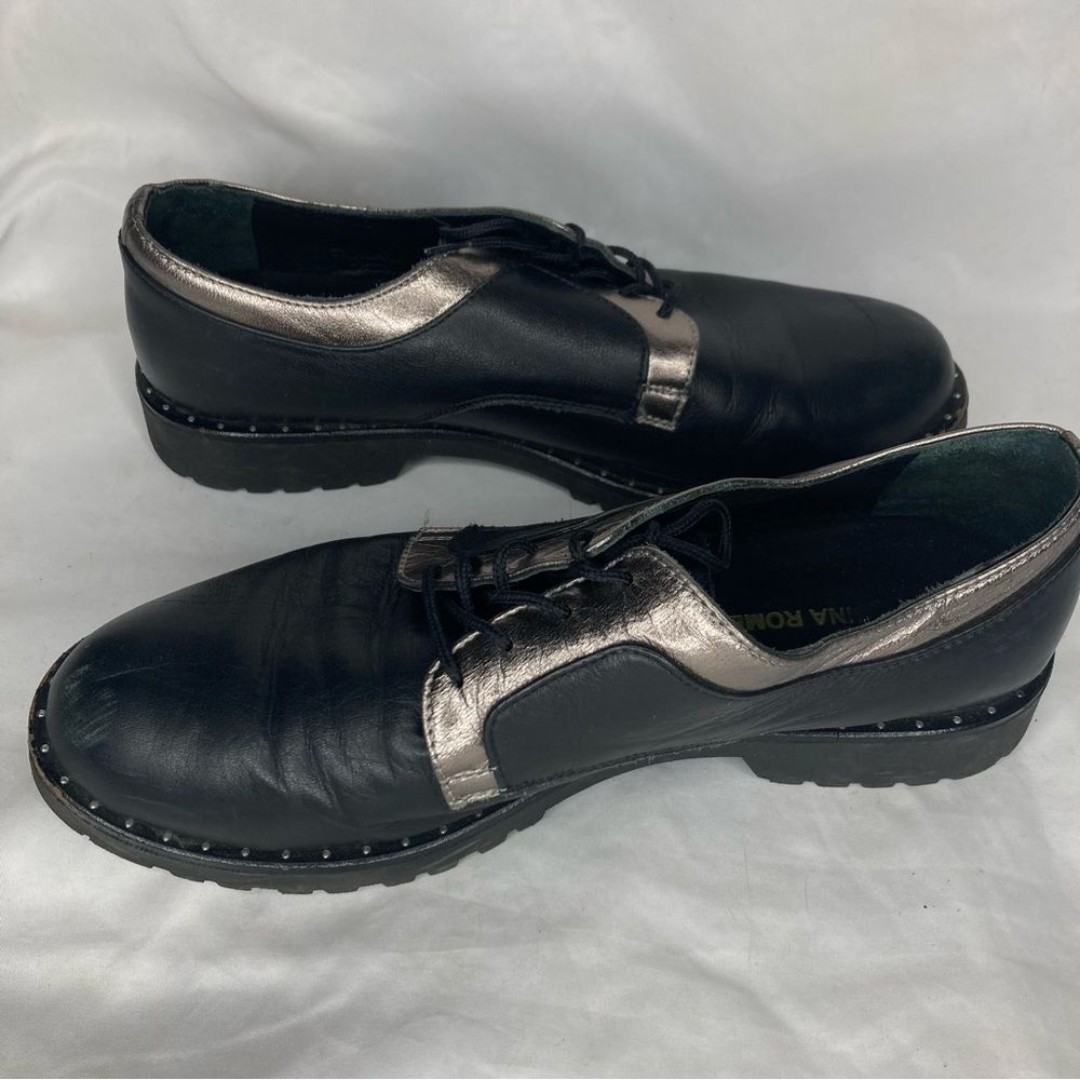 Regina Romero studded metallic lace up shoes