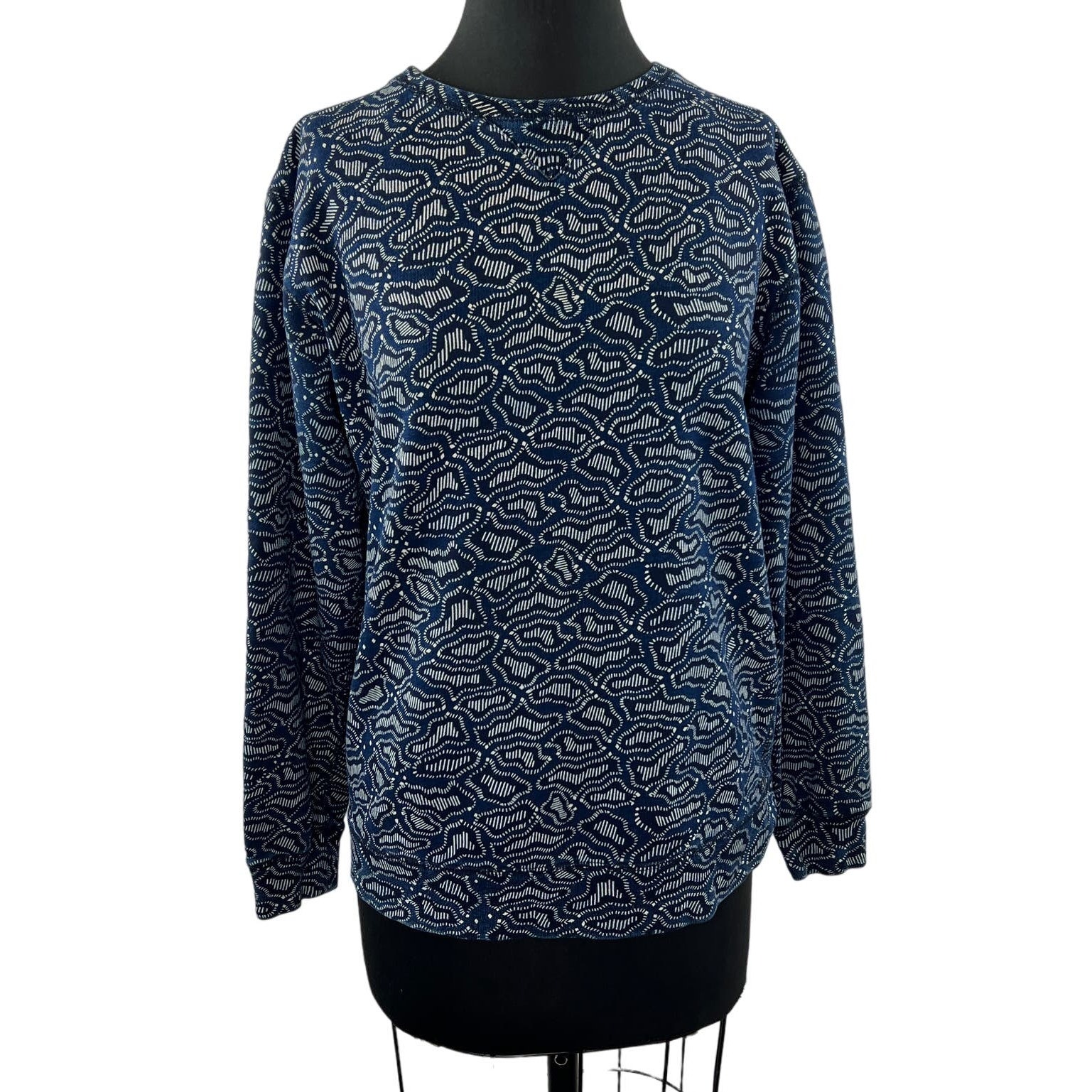 Scotch & Soda Blue White Sweatshirt Geometric Abstract Crew Neck Size Small S
