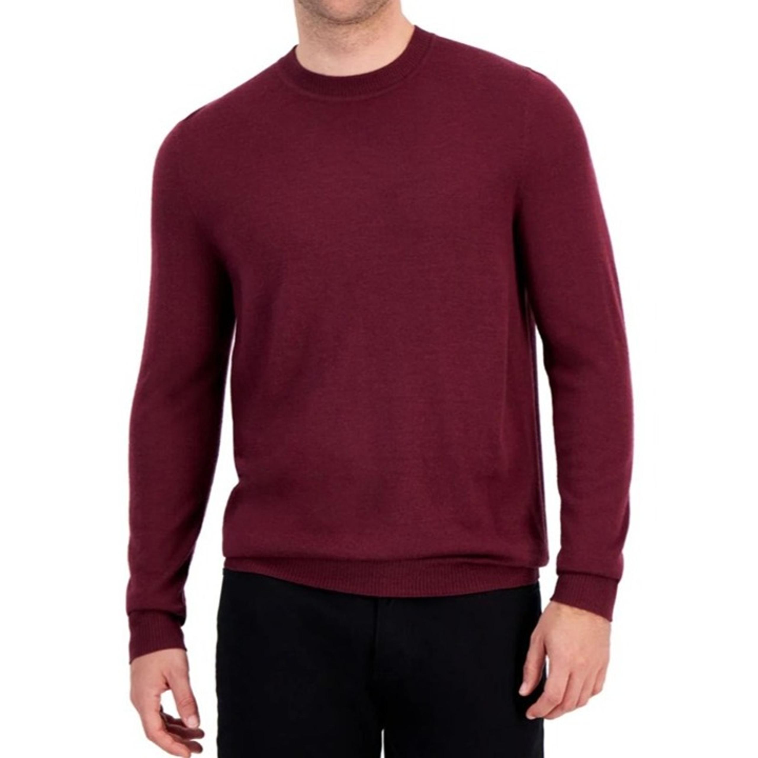NEW Alfani Mens Maroon Extrafine Merino Wool Blend Crew Neck Sweater XXL