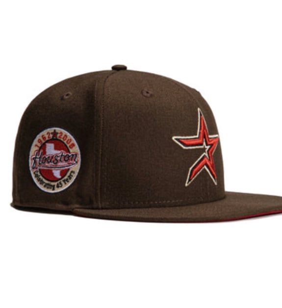 Exclusive New Era 59Fifty Houston Astros 45 Years Patch Brick UV Hat - Brown
