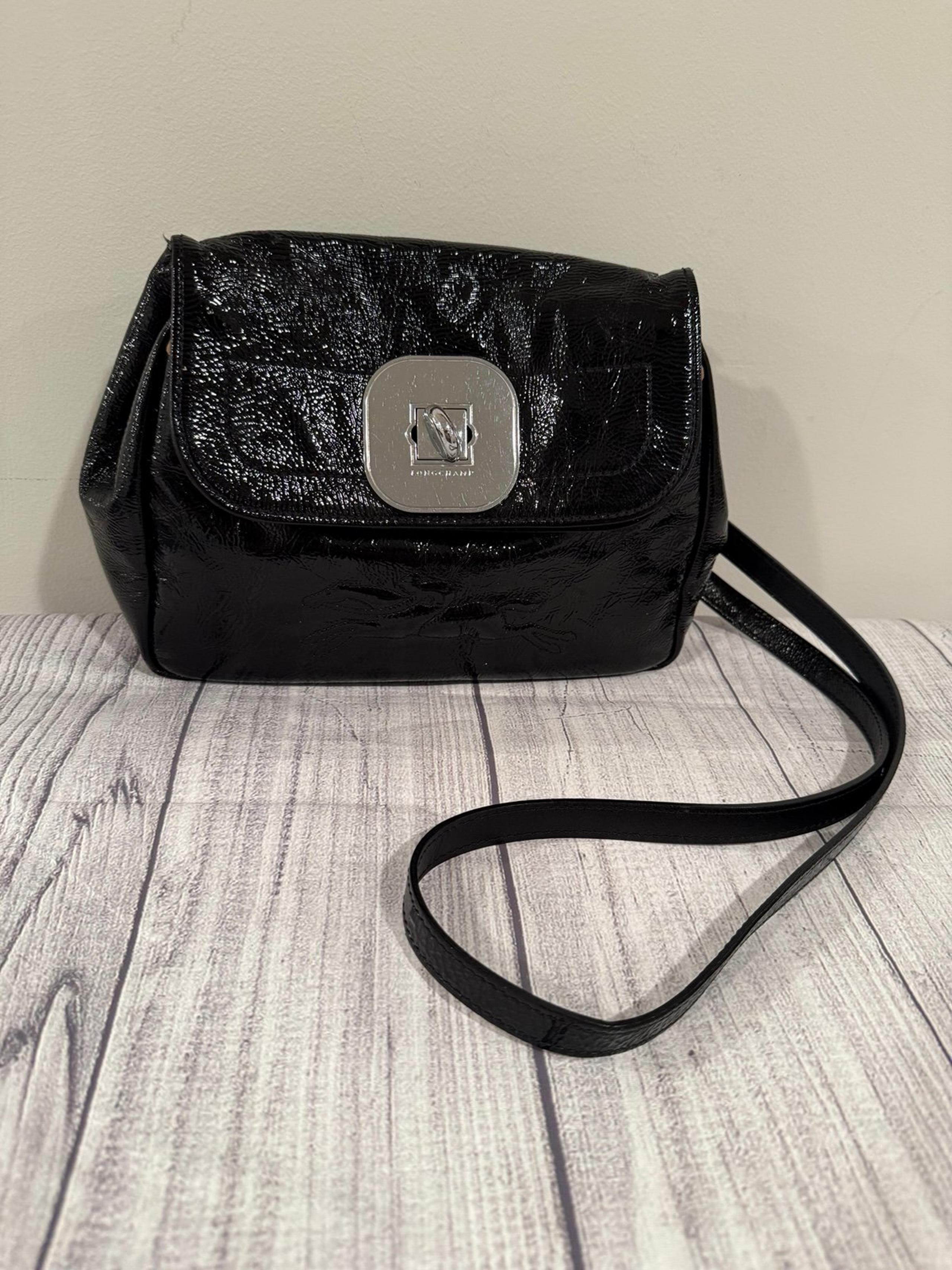LONGCHAMP Black Patent Leather crossbody Bag