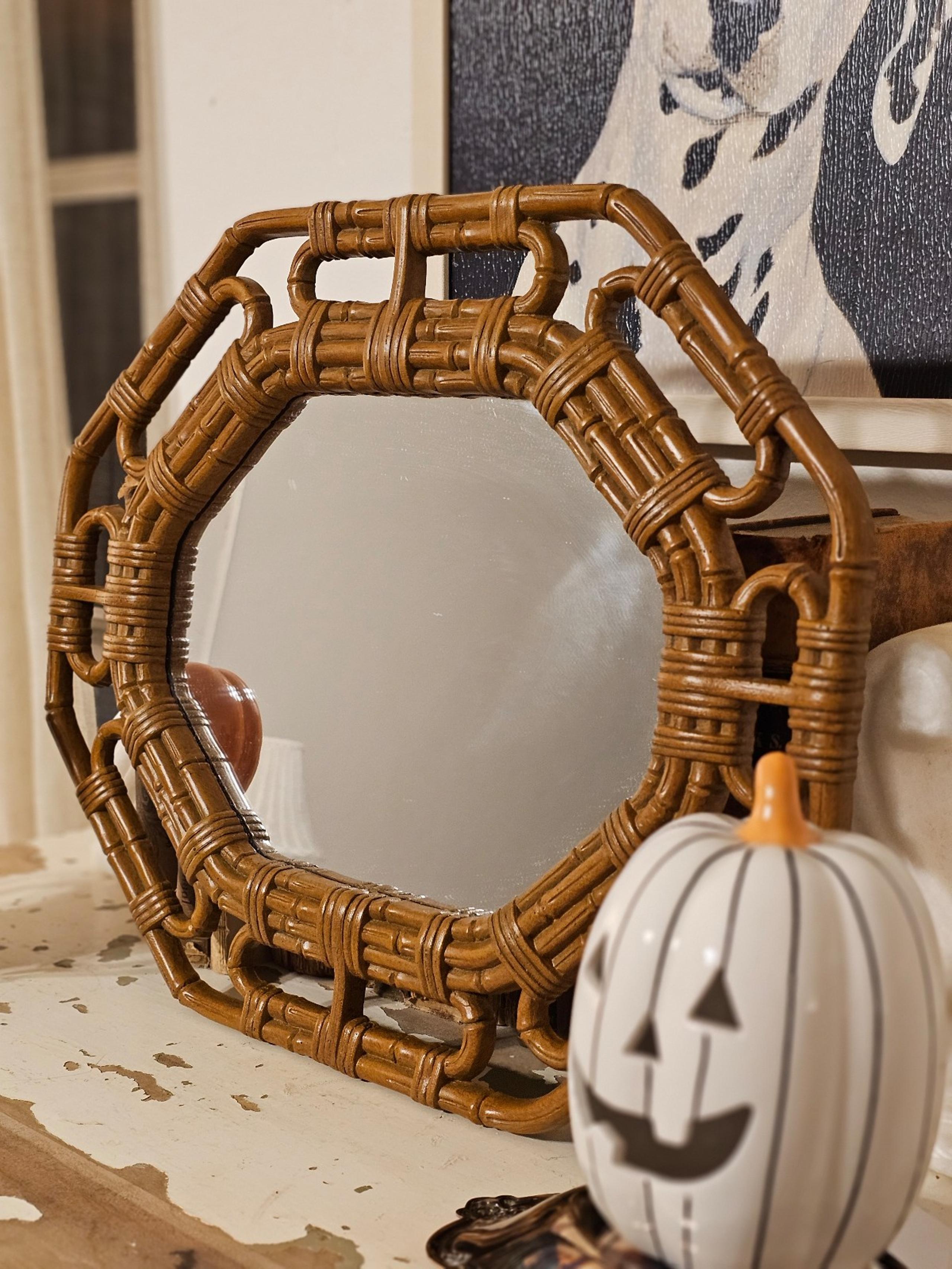 Vintage Homco Mcm Bamboo Style Mirror