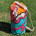 IKEA Spridd Large Cotton Sling Duffle Colourful Teal Pink Yellow Abstract Print