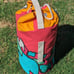 IKEA Spridd Large Cotton Sling Duffle Colourful Teal Pink Yellow Abstract Print