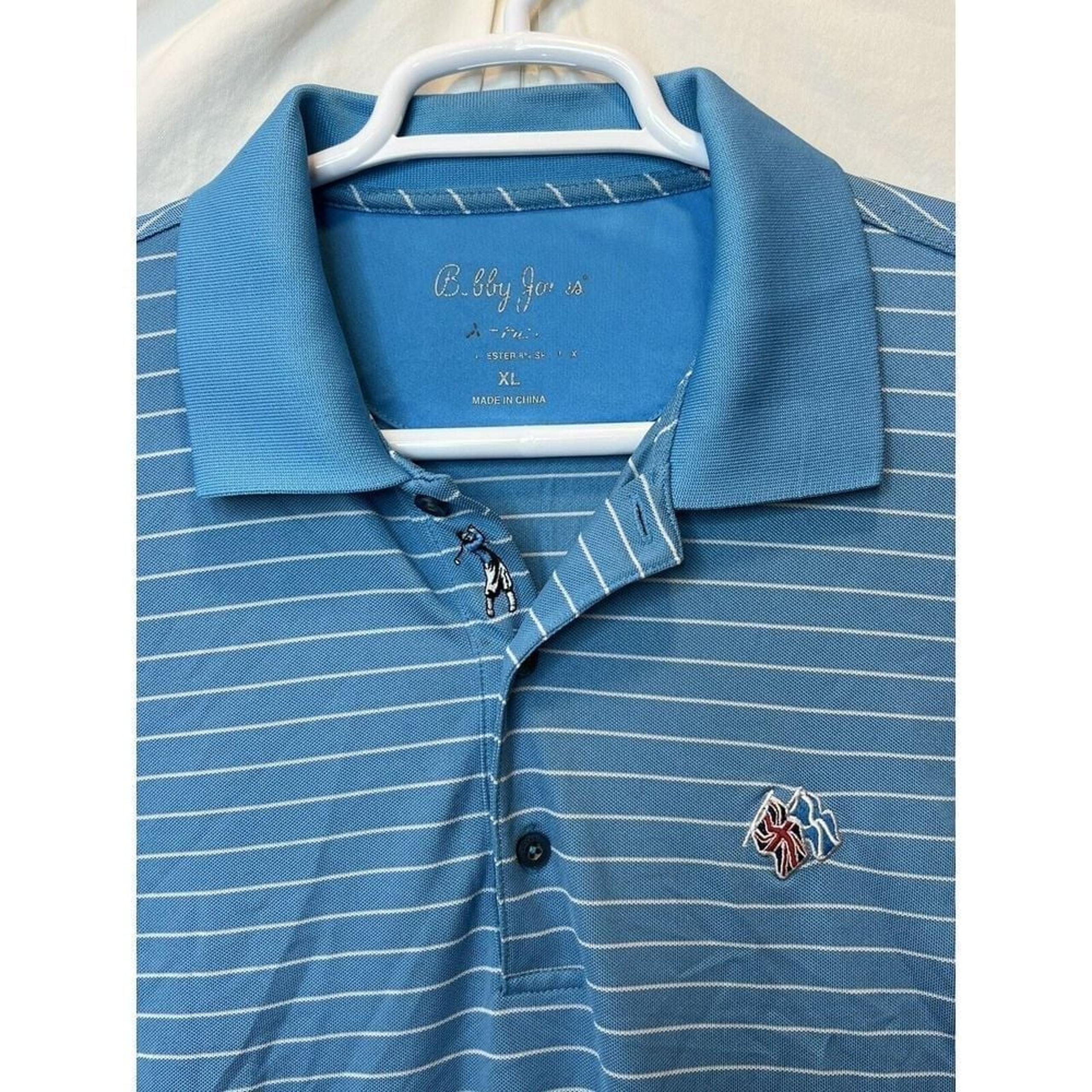 Bobby Jones XL Wicking Shortsleeve Polo Teal With White Stripes Frederica Golf