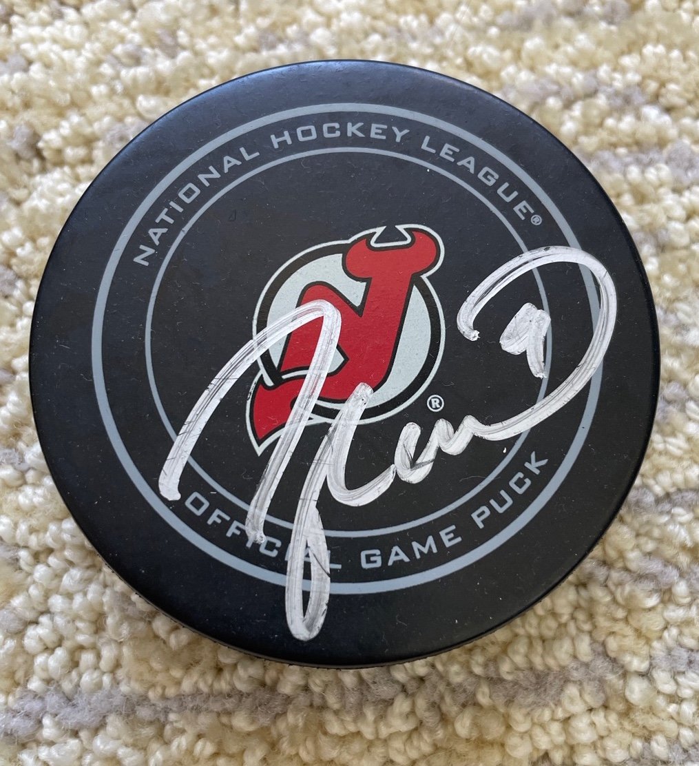 SIGNED Taylor Hall #9 NHL Official Game Hockey Puck Sher-Wood Devils Autograph
