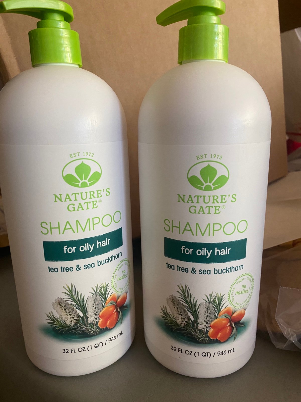 Nature’s Gate XL size Tea Tree & Sea Buckwheat Shampoo 32 oz 2 bottles New