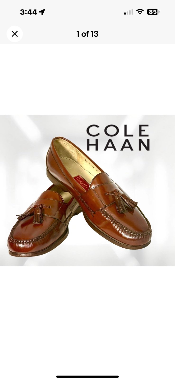 NEARLY NEW* COLE HAAN Sz 13B Mens Leather Pinch Tassel Brown Loafers Dress Shoes