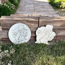 Set of 2 White Bucees Concrete Stones