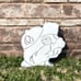Set of 2 White Bucees Concrete Stones