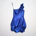 Vintage Jessica McClintock Gunne Sax Y2K Royal Blue Mini Dress One Shoulder